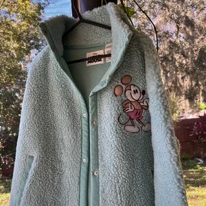M - Disney Jacket Women Mickey Mouse Minnie Faux Fur Core New light blue